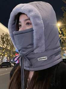 1pc Women's Winter Hat With Integrated Scarf And Mask, Ear Protection, Windproof, Warm, Thick Fleece, Cycling And Electric Scooter Riding - Multicolor - View 6