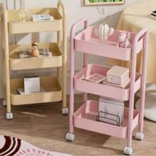 Prateleira de Armazenamento de Metal Multicamadas Compacta e Elegante com 4 Rodízios, Movimento Flexível e Conveniente, Adequada para Casa, Salão, Banheiro, Cozinha, Escritório / Estúdio, Quarto de Criança e Dormitório. Perfeito como Presente para Inauguração da Casa, Aniversário, Natal e Festa de Recém-Nascido (Design Fofo e Elegante, Ótima Escolha para Nova Casa). - Multicolorido - Visão 1
