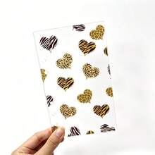 1pc Cute A6 Acrylic Insert Cover, Animal Print Heart And Bow Design Transparent Planner Case, Aesthetic Notebook Accessory, Compatible With 6-Hole Binders - A - View 8