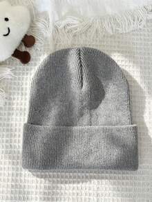 [Customized] Personalized Kids Knitted Beanie With Text,Name Or Logo, Rolled Edge Boy Girl Hat For Daily Wear & Holiday Gift - Multicolor - View 20