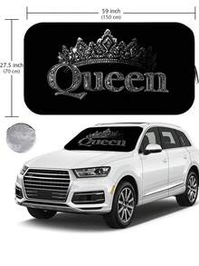 1pc Summer Car Sunshade, Polyester Fiber, Black Rubber Coating, Rollable Storage, With Storage Bag, Front Windshield Sunshade, Blocks UV Rays And Cools Down To Protect Car Interior, Suitable For SUV, Family Car - A - View 6