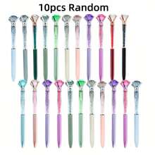 10pcs Random Creative Large Diamond Ballpoint Pens, 1.0mm Tip, Black Ink, Suitable For Weddings, Offices And Holiday Celebrations. Neutral Writing Pens, Office Supplies, Back To School Gifts - Multicolor - View 13