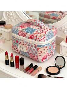 Floral Print Women's Fashion Makeup Bag, Large Capacity Travel Storage Cosmetic Toiletry Bag, Portable Handbag - Multicolor - View 8
