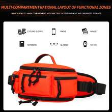 Multi-Functional Motorcycle Waist Bag Outdoor Riding Travel Hiking Bumbag. Water-Repellent Oxford Cloth, Expandable Capacity. Multi-Pocket For Phone Wallet Keys. SBS Zippers, 3D Mesh Pad, Top Handle & Adjustable Strap. Colors:Orange,Black,White. - Multicolor - View 7