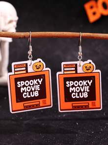 1對萬聖節小眾創意休閒 SPOOKY MOVIE CLUB 壓克力耳環，女款日常節日派對飾品 - 彩色 - 查看 3