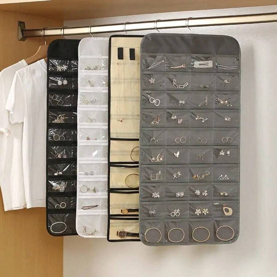 80-Pocket Large Wall-Mounted Jewelry Organizer Bag,Multi-Compartment Storage For Necklaces, Earrings, Rings | Space-Saving Design For Wardrobe, Doors & Christmas Gifts, A Back-To-School Season Essential - Multicolor - View 1