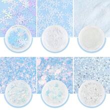 6pcs White Snowflake Christmas Resin Filling Glitter Flakes - Snowflake Fine Powder Thin Sheets - For DIY Christmas Mold Filling Material - Jewelry And Keychain Making, Christmas Craft Decoration - White - View 5