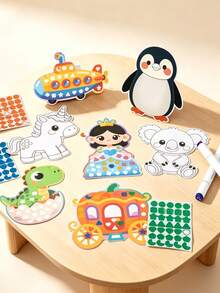Mosaic Geometric Dot Sticker Gift Box, Supports Sticker Decoration And Free Doodle Dual Play, Multiple Cartoon Templates, Suitable For Children's Hands-On Creative Parent-Child Interactive Puzzle Craft Toy - Multicolor - View 6