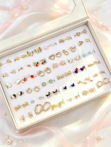 7/12/18 Pairs Sweet Stud Earrings Set, Suitable For Women And Teenage Girls, Colorful Butterfly Star Heart Acrylic Mixed Style Earrings, Suitable For Daily Wear And Parties - Flower Butterfly Stud Earrings - View 3