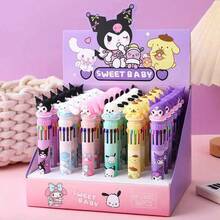 SANRIO 1 buah Pulpen Ballpoint Kartun 10 Warna, Pulpen Perencana Multi-Warna yang Dapat Diklik untuk Pelajar, Pulpen Stabilo dengan Nilai Estetika Tinggi, Untuk Pelajar, Pekerja Kantoran, Musim Kembali ke Sekolah, Hadiah untuk Teman Sekelas, Guru, Teman, Keluarga. - A - View 3