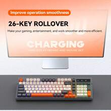 T-WOLF Keyboard Bluetooth Nirkabel Dual-Mode, Keyboard Gaming Backlit Isi Ulang, 98 Tombol, Tutup Tombol Warna-Blok Senyap yang Dapat Disesuaikan - View 7