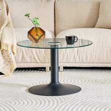 Coffee Table Black Made Of Glass For Living Room - 黑色 - 查看 5