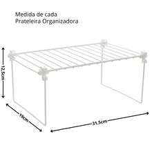 Kit 8 Organizadores de Armário Multiuso Aço Aramado – Prateleira para Cozinha e Louças - Branco - Visão 4