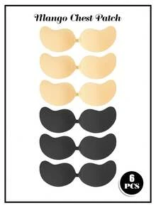 4/6pcs Invisible Lift Bra, Mango-Shaped Adhesive Bra, Women's Bra, Self-Adhesive Silicone Breast Pads, Suitable For Wedding Dress, Nude And Black Colors Available, With Adhesive Pads, Suitable For All Seasons - Multicolor - View 14