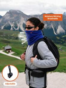 1pc Adjustable Drawstring Fleece Neck Warmer Scarf, Warm Windproof Winter Face Mask, Multi-Functional Scarf For Skiing, Snowboarding, Hiking - Multicolor - View 11
