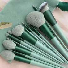 New Random 2-Piece Mint Green Makeup Brush Set: Portable Soft Bristle Brush, Blush Brush, Eyeshadow Brush, Powder Brush, Contouring Brush, Concealer Brush, Complete Makeup Tool Set - Mint Green - View 1