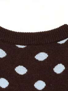 Liorin Autumn/Winter New Women's European And American Style Fashion Minimalist Polka Dot Knit Cardigan - Brown - View 7