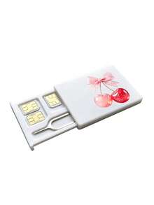 Lace Crystal Cherry Print SIM Card Holder, SIM Card Pin Slot, Comes With SIM Card Pin. Cherry Print Portable SIM Card Storage Box, Phone Card Holder, SIM Card And SD Card Storage Box With Strap, Travel Storage Box, Compact And Lightweight, Ideal For Storing Spare SIM Cards When Changing Phone Numbers For Smartphones, Tablets And Other Devices, Also A Great Gift. Suitable For Back To School Season, Back To School, Teacher's Day - Multicolor - View 14