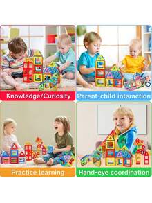 Magnetic Building Blocks Set - Creative DIY Assembly Toy, Enhances Hand-Eye Coordination, Promotes Brain Development, Colorful ABS Magnets, Suitable As Holiday/Birthday Gift - Random Color - Multicolor - View 11