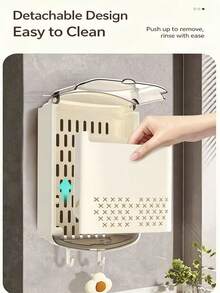 A Wall-Mounted Chopstick Storage Box With A Dust Cover, No Drilling Needed Utensil Drying Rack, Flip-Top Kitchen Utensil Organizer With A Drainage Tray And Spoon/Fork Hooks, A Great Choice For Storing Your Utensils. - Multicolor - View 7