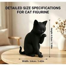 1PC Matte Frosted Black Lucky Cat Figurine, Nordic Minimalist Healing Style Living Room Entryway Desktop Resin Decorative Craft - Little Black Cat - View 5