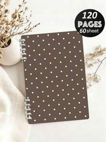 Cuaderno de Estilo Campus Minimalista con Lunares, Paleta de Colores Marrón Cubierta de Lunares para Estudiantes, Escritura, Oficina, Registro, Diario - Cuaderno de Lunares Blanco y Marrón, Opción Ideal para Útiles Escolares, Suministros de Aprendizaje - Regalo Perfecto para Estudiantes - Almacenamiento y Planificador Exquisito, Decorado con Tema de Lunares - Muy Adecuado para Uso Diario y Organización. Lunares Mostrados Aleatoriamente - Multicolor - Ver 2