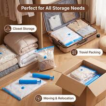 Small Vacuum Storage Bags (7-Pack), Space-Saving Vacuum Compression Seal Bags | Reusable Plastic Space-Saving Vacuum Seal Bags For Travel, Clothing, Packing, Sweaters, Shirts, Scarves, Backpacks, And Suitcases - View 4