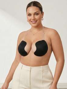 1pc Plus Size Mango Cup Adhesive Bra, Transparent Halter Strap, Push-Up Backless Bra, Suitable For Wedding And Evening Dress - Multicolor - View 1