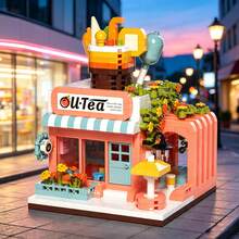 Street Scene Store Building Block Set, 4 Decoration Styles: Coffee Shop, Flower Shop And Bubble Tea Shop Architectural Models; DIY Building Block Toy; Exquisite Desktop Home Decor; Stress Relief Puzzle Gift For Adult Women - Multicolor - View 7