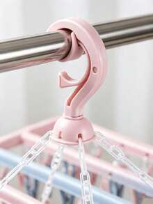 1pc Rotating 32-Clip Plastic Clothes Hanger, Space-Saving Foldable Hanging Rack For Socks, Underwear And Small Clothing, Bedroom Bathroom Closet Dorm Storage, Travel College Essentials, Home Decor, Laundry Room Storage Rack - Multicolor - View 4
