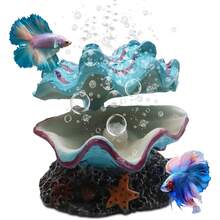 水族箱貝殼裝飾，熱帶蛤蜊仿真裝飾，魚缸增氧貝殼珍珠氣泡石飾品 - A型 - 查看 7