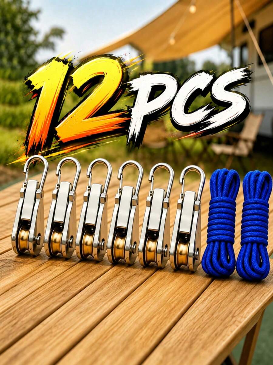 Set Kait Katrol Tali yang Dapat Diatur, Kait Ratchet Tugas Berat, Cocok untuk Tenda, Tanaman dan Garasi, Pengikat Kargo, Aksesori Pengikat Kendaraan