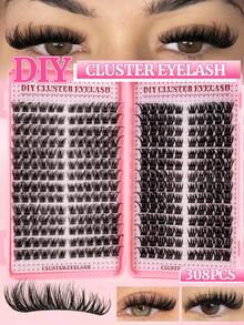 308片 D捲度簇裝假睫毛 10-16mm 柔軟豐盈 打造3D眼妝 居家DIY易貼適日常、旅行與新娘妝 漫畫睫毛 貓眼睫毛 睫毛美妝用品 - D - 查看 9