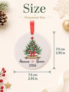 Custom Couple Christmas Tree Ornament 2026, Personalized Holiday Hanging Decor, Romantic Xmas Tree Decoration, Customized Name Keepsake For Home, Customizable Christmas Gift For Couples, Festive Seasonal Ornament, Christmas Decorations, Family - Style C - View 2
