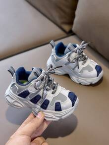 1 Pair Unisex Kids Spring/Autumn Fashion Sports Shoes, Durable, Lightweight, Non-Slip, Versatile Casual Running Shoes - Grey - View 3