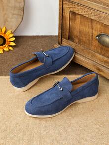 Women's Flat Loafers Low Vamp 2026 Autumn/Winter New Driving Loafers Outdoor Work Shoes Casual Soft Sole British Style Loafers Work Shoes Women's Plus Size Shoes 41-43 - Royal Blue - View 3