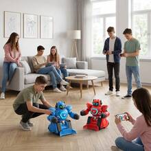 2Pcs RC Battle Robot Toy, 2.4G Remote Control Intelligent Fighting Robot, Dual Player Boxing Battle Robot, Parent-Child Interactive Combat Game Toy, Electric Smart Fighting Robot, Back To School Gift, Christmas , Birthday , Holiday Gift For Kids - Red + Blue - View 10