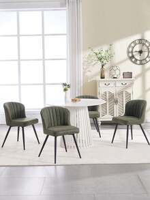 WAHSON OFFICE CHAIRS 2PCS Velvet Kitchen Chair Side Dining Chairs Armless Tub Chair With Metal Legs - Green - View 4