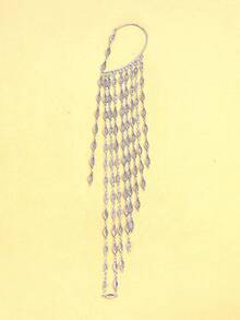 STONEFANS 1pc Tassel Ear Hook Earrings, High-End Non-Pierced Earring, Fairy Style Accessory - Silver Left - View 6