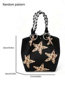 Classic Colorblock Polka Dot Casual Versatile Artistic Bucket Bag, Multi-Functional Daily Commute Handbag, Suitable For Niche Shopping And Dating - Black - View 5