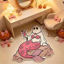1pc Halloween Ghost Mermaid Alien Doormat, Decorative Rug, Floor Mat, Carpet, Living Room Rug, Bedroom Rug, Halloween Carpet - Multicolor - View 2