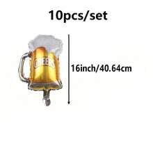 10pcs 16-Inch Mini Beer Mug Shaped Foil Balloons, Valentine's Day Birthday Wedding Beer Festival Party Gathering Toy Balloons - View 4