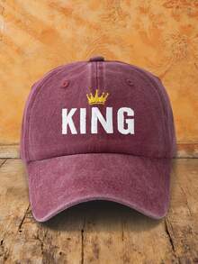 MAKEFGE 1件中性戶外休閒時尚字母刺繡皇冠 KING 水洗防曬可調尺寸軟頂棒球帽，適合日常配戴 - B型 - 查看 18
