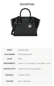 Tas Selempang Wanita Vintage Michael Kors Avril - Hitam 35F4S4VS1B - View 9
