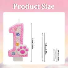 Pink Number Birthday Candles, Cat Paw Print Pet Theme Cake Decoration - Birthday Candles - View 4