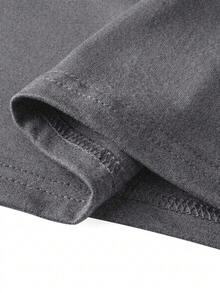 Women's Spring/Autumn Solid Color Off-Shoulder Square Neck Top T-Shirt, Minimalist Versatile Romantic Beach Street Y2K Hot Girl Lady Style - Dark Grey - View 7
