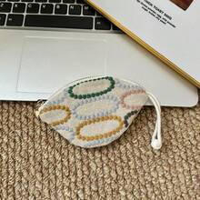 Embroidered Bluetooth Earphone Protective Case, Lipstick Makeup Bag, Travel Keychain Pouch, Coin Purse Earphone Bag, With Hanging Loop - Multicolor - View 29