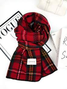 1pc Universal Multi-Color Plaid New Style Versatile Casual Scarf Suitable For Autumn/Winter - Red Triangle Needle - View 1