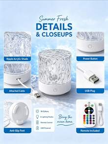 2026 Upgraded USB Powered Aurora Water Ripple Projection Smart Lamp, Rotating Multicolor Light Effects, Touch Color-Changing Crystal Cube Atmosphere Light, Bedroom Bedside Desktop Decor Night Light, Room Dorm Romantic Lighting Ornament, No Battery, Ins Style Atmosphere Lamp, Birthday Gift, Couple Gift, Christmas Gift - Multicolor - View 9