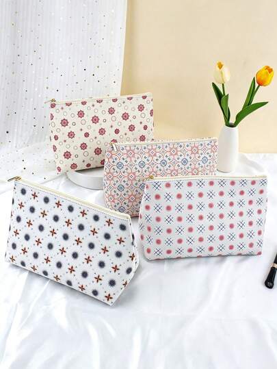1pc Large Capacity Stereoscopic Triangle Cosmetic Bag Fashion Handheld Women Makeup Bag Portable Travel Toiletry Storage Bag